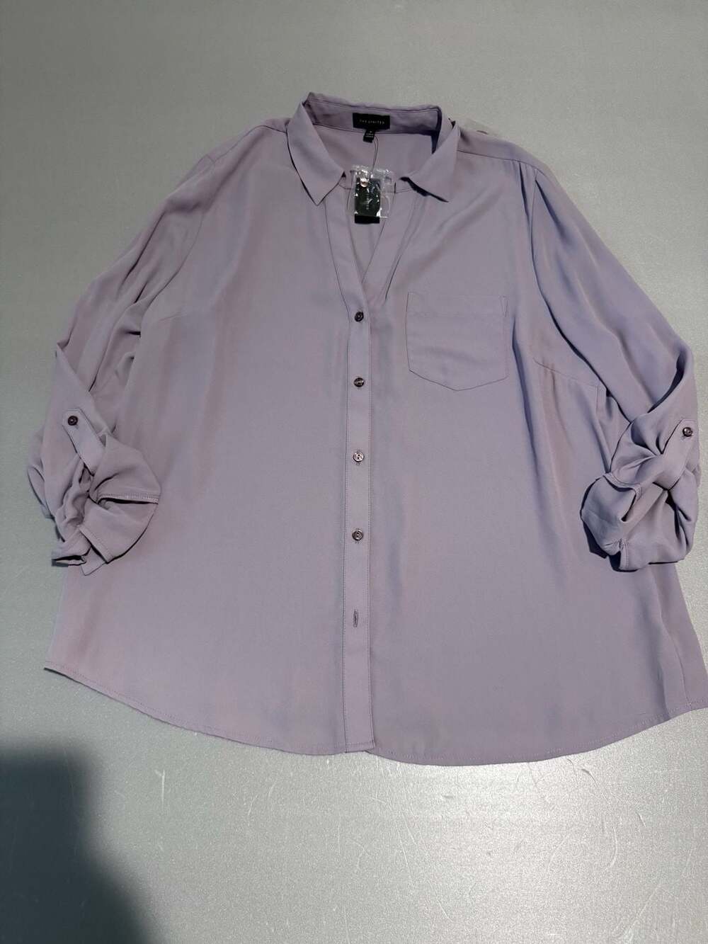 The Limited Button Down Blouse Size XL Purple Long Sleeve Pocket Top